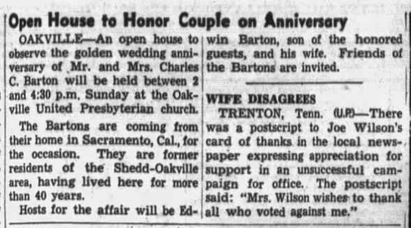 5oth Anniversary for Charles Barton and wife